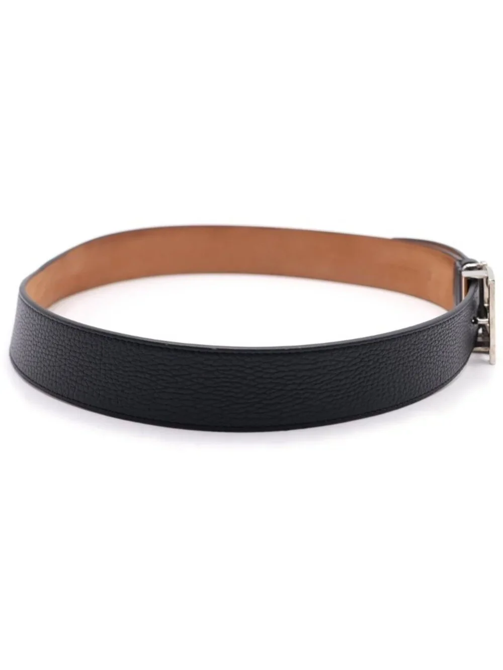 Fendi FF Square Belt Leather Black Silver